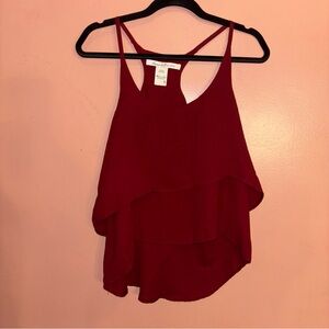 American Rag Cie Womens Ruffled Burgundy Layered Top SZ small